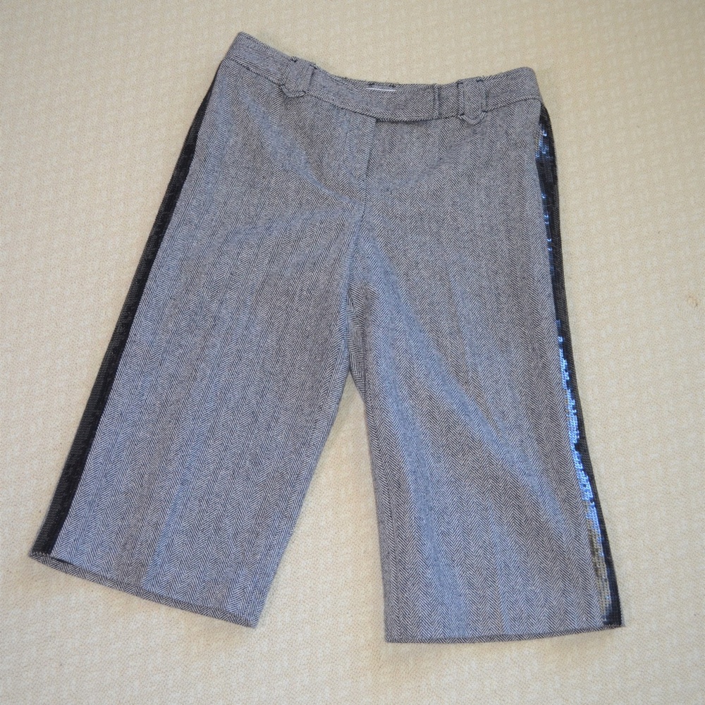 LOFT Grey Tweed Capri Pants - Sequin Tuxedo Stripe